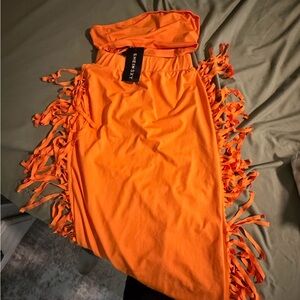 Orange Fringe Dress by Shein Sky two piece set